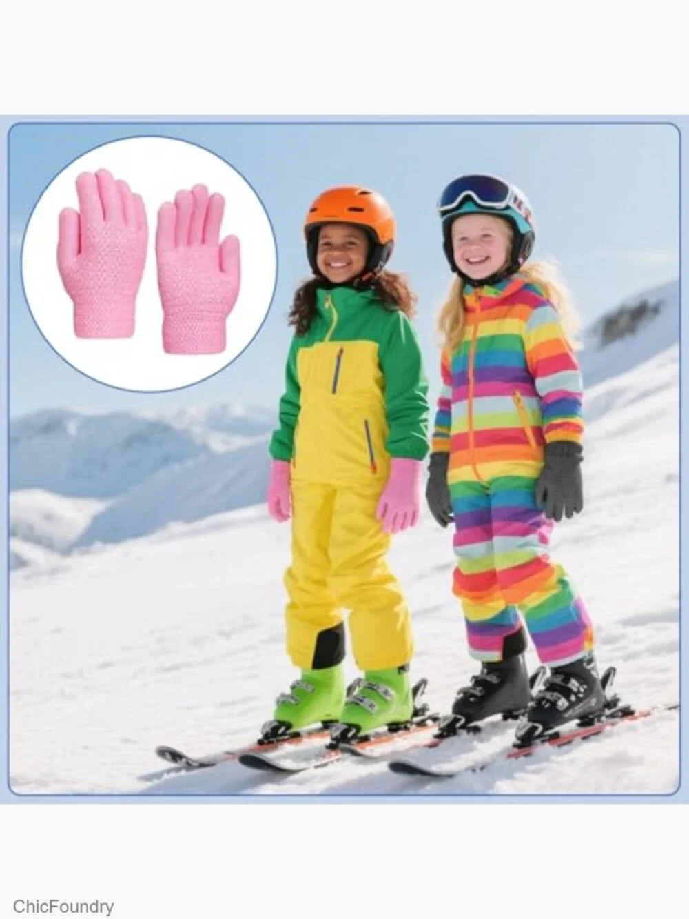 Stretchy Warm Knit Winter Gloves for Kids 5-10 Years 6 Pairs